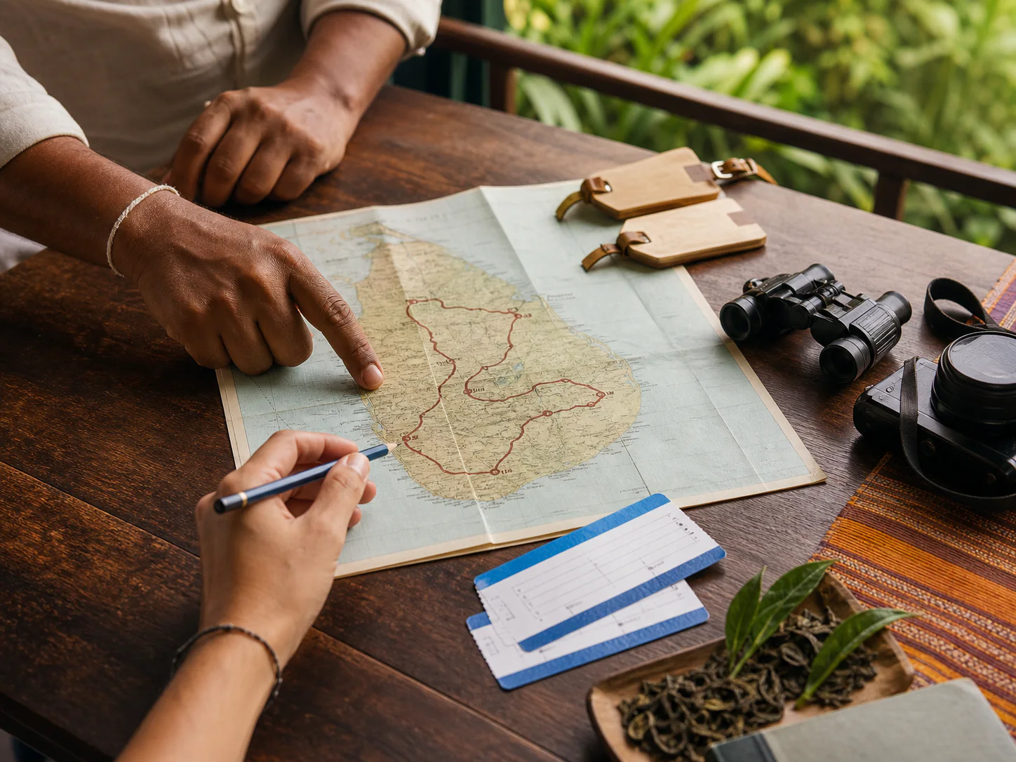 Planning a complete Sri Lanka journey with routes, hotels and train tickets